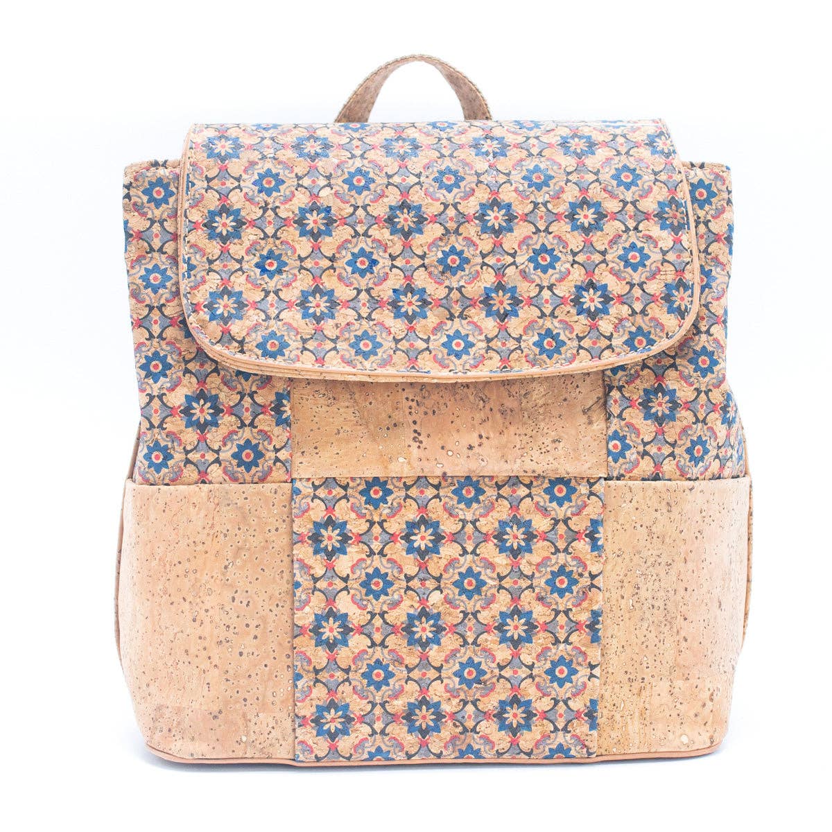 Damenrucksack aus Naturkork und Sommermuster