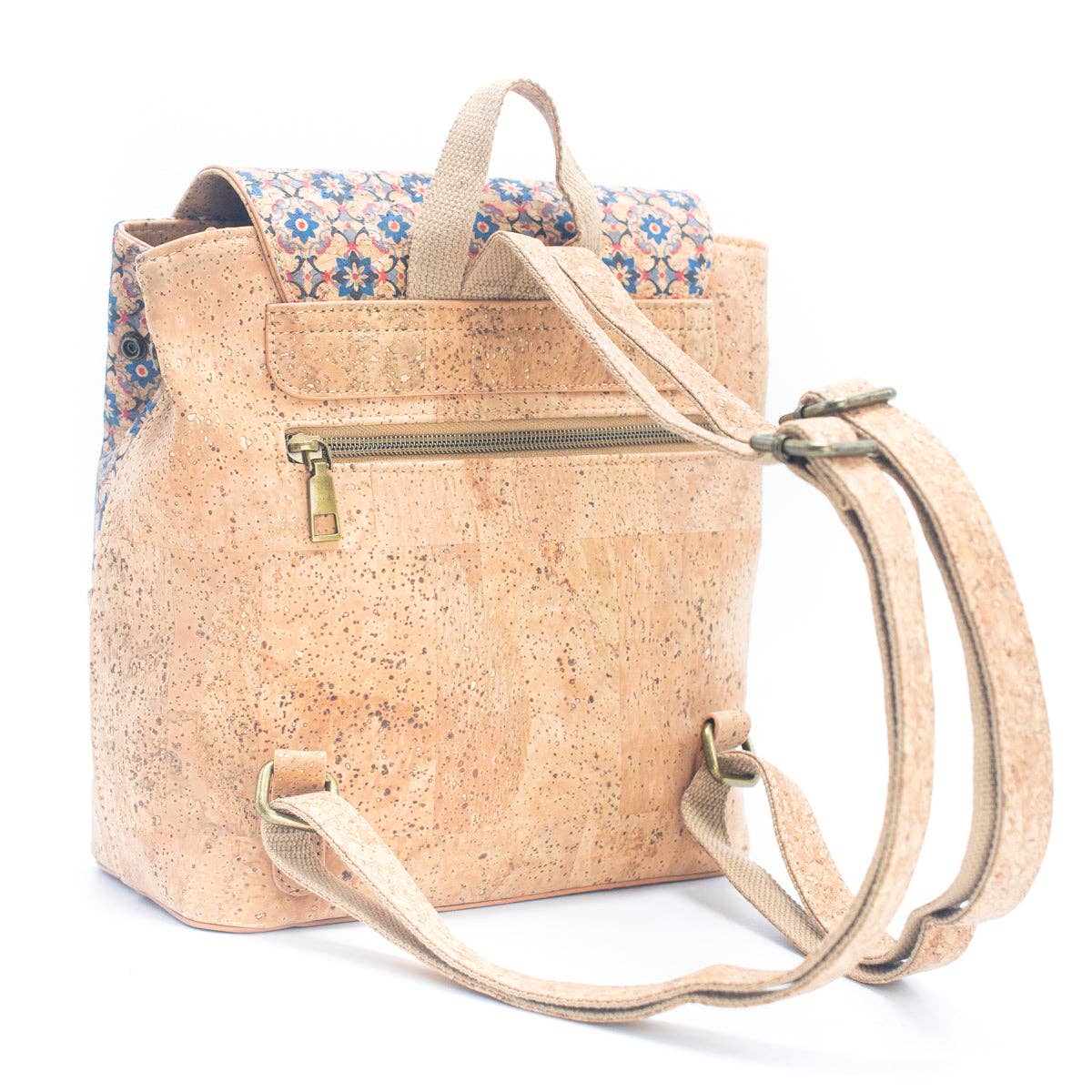 Damenrucksack aus Naturkork und Sommermuster