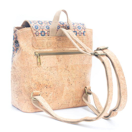 Damenrucksack aus Naturkork und Sommermuster