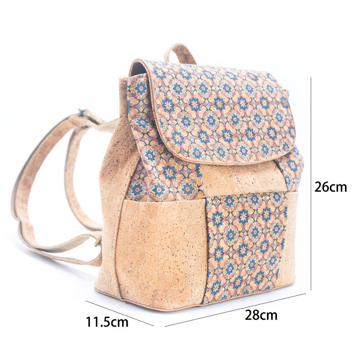 Damenrucksack aus Naturkork und Sommermuster