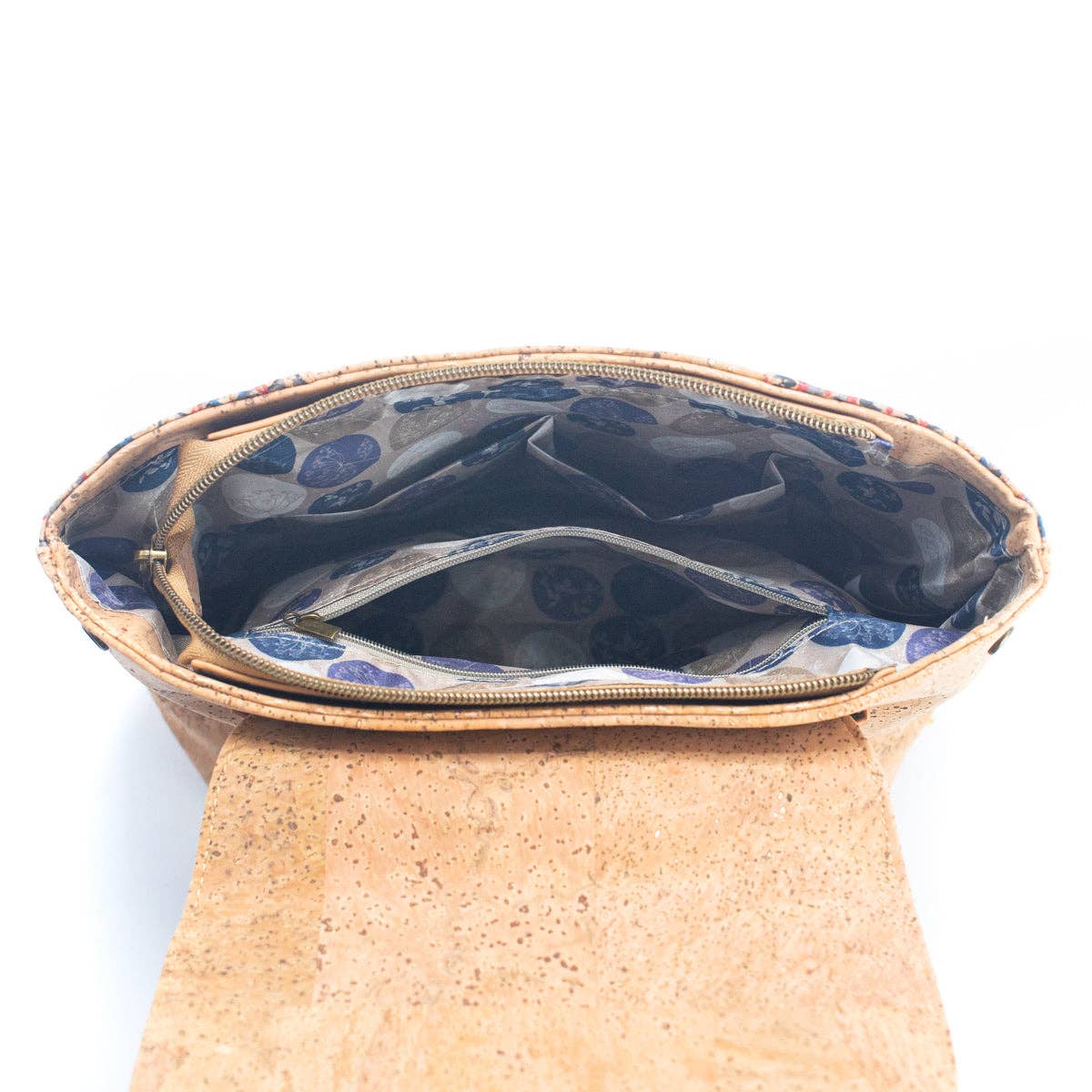 Damenrucksack aus Naturkork und Sommermuster