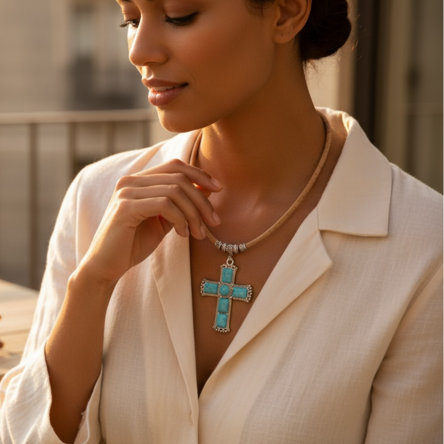 Elegante Damenhalskette aus Kork