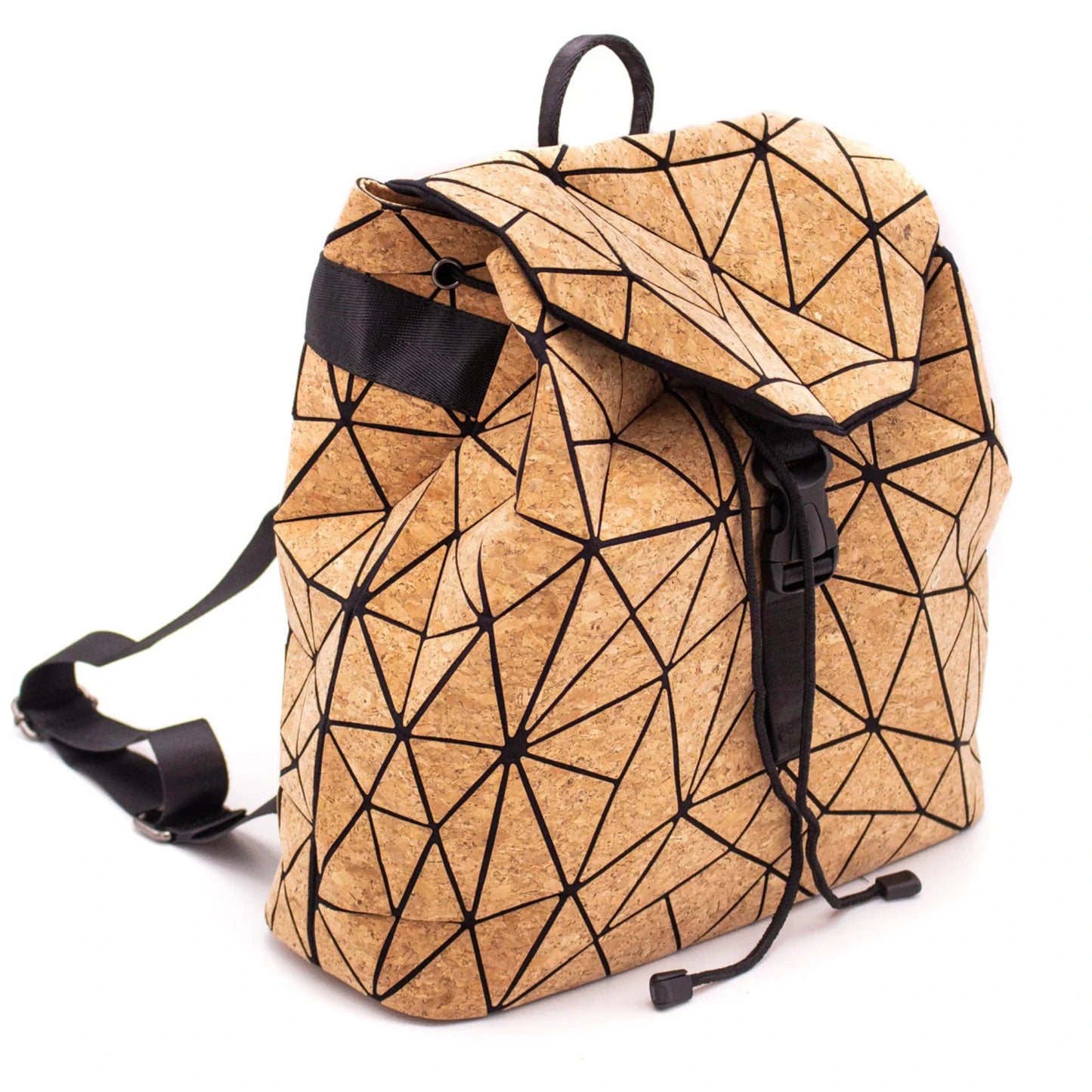 Geometrischer Korkrucksack, Nachhaltiges Produkt, FSC®-zertifizierter Kork.