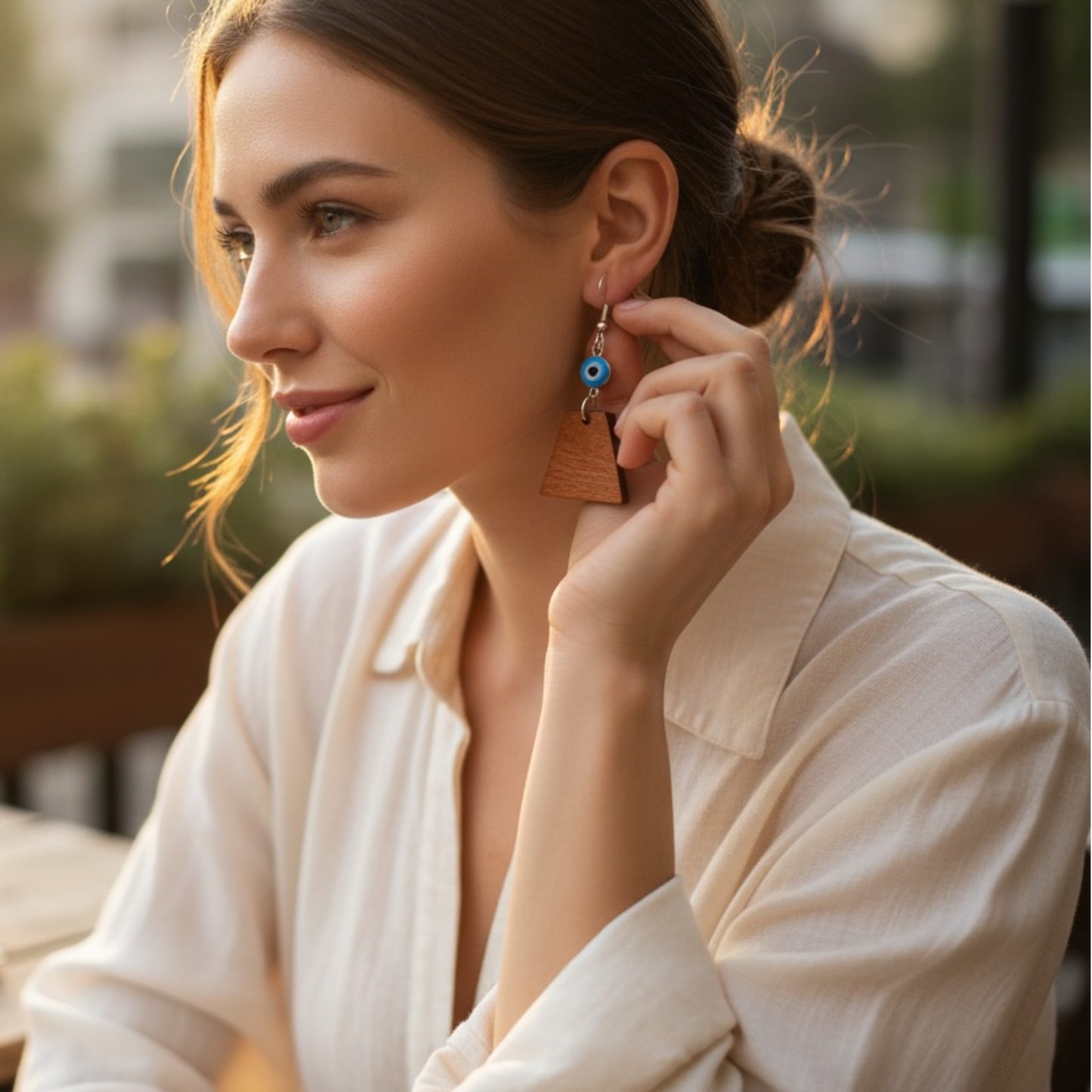 Handgefertigten Ohrringe aus blauem Korkseil
