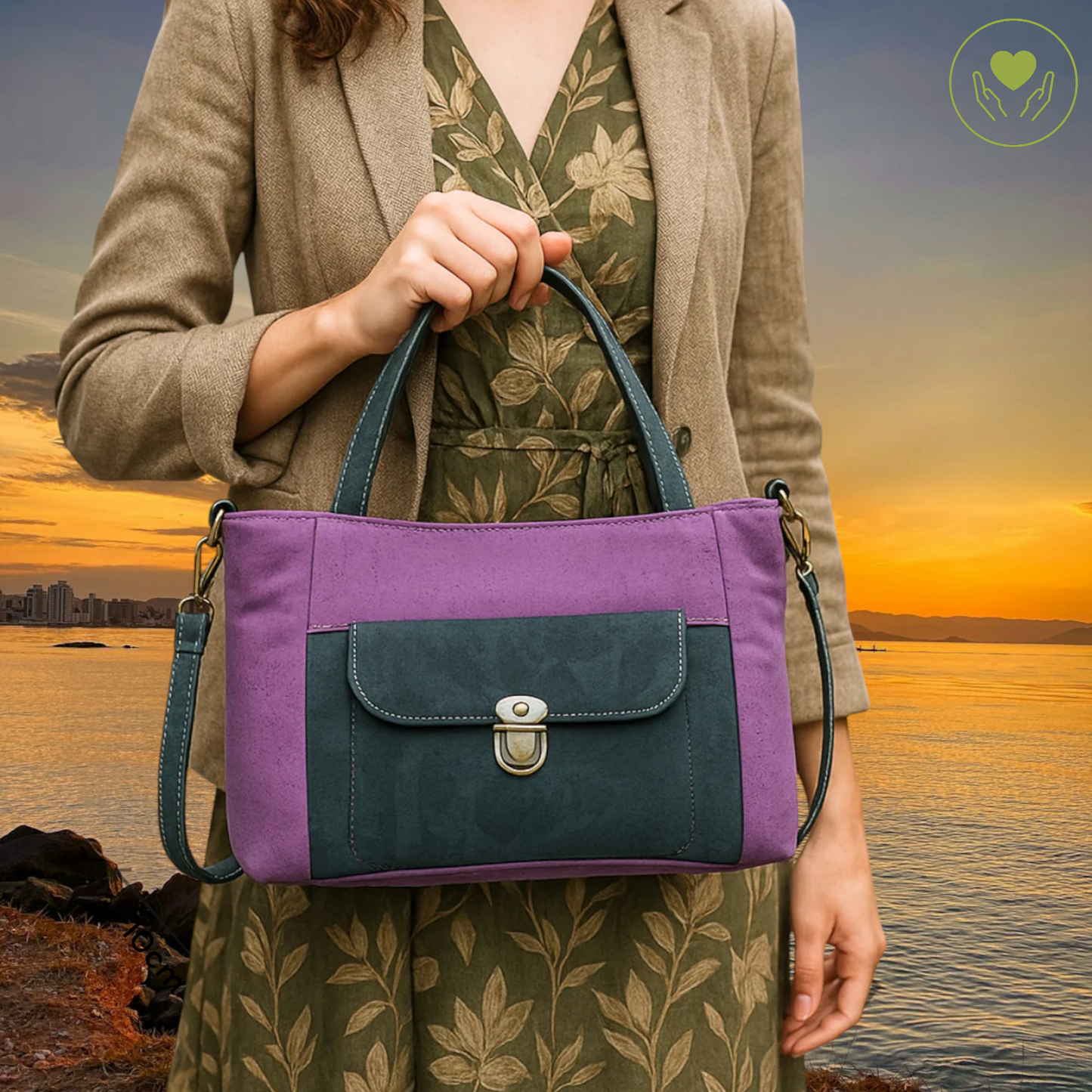 Luxus Stilvolle Handtasche aus Naturkork für Damen