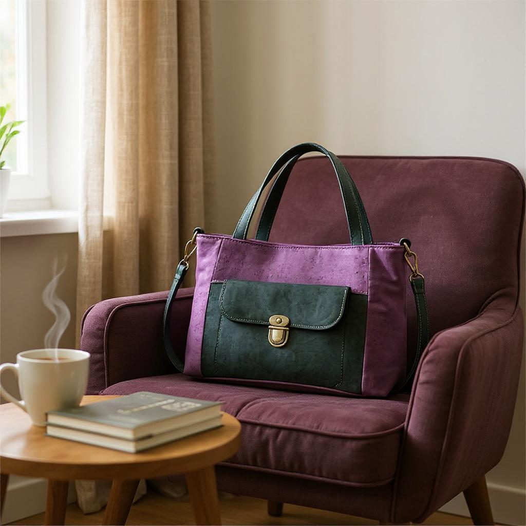 Luxus Stilvolle Handtasche aus Naturkork für Damen