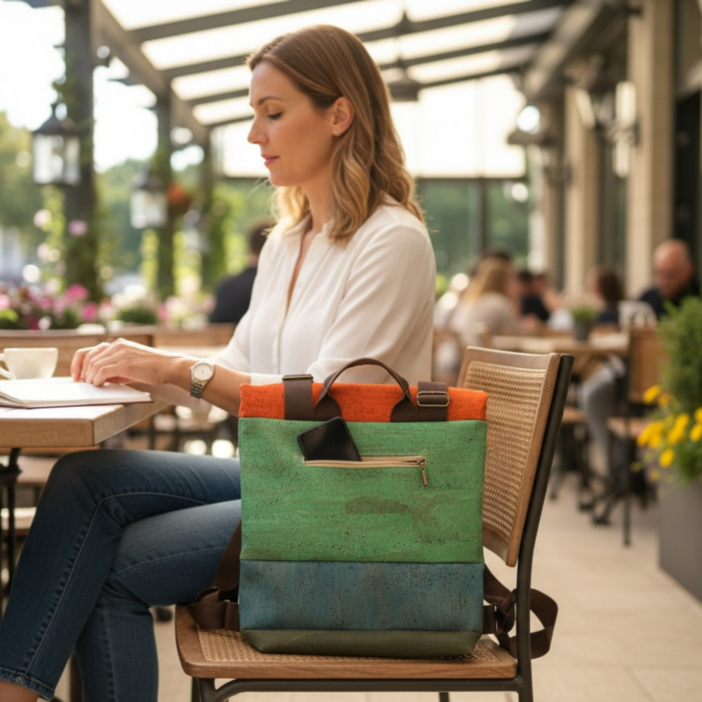Handgefertigter Rucksack aus Kork in Portugal