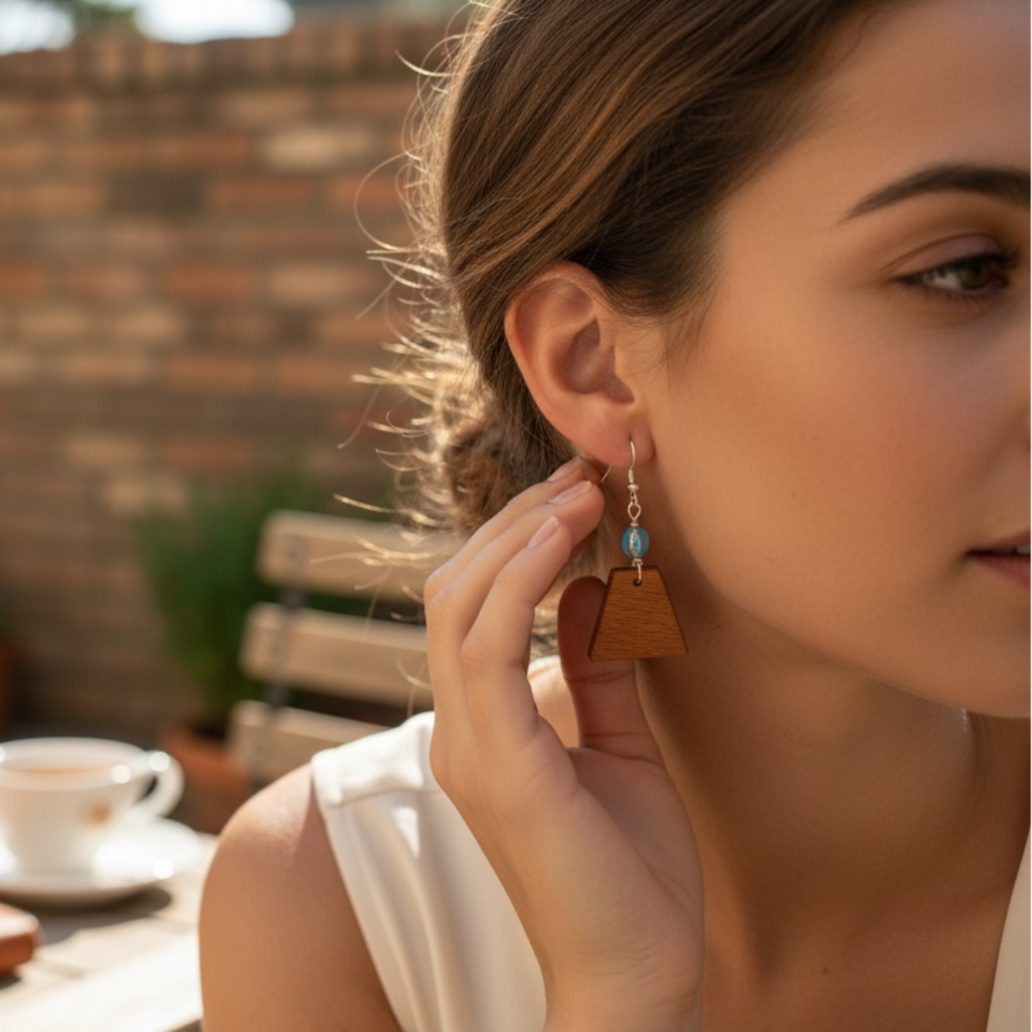 Handgefertigten Ohrringe aus blauem Korkseil