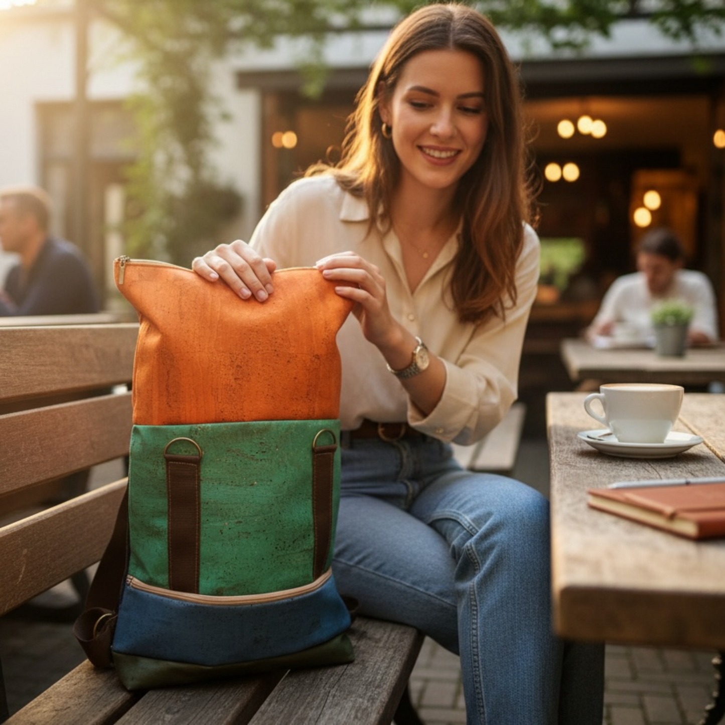 Vegan Rucksack aus kork– Rolltop Rucksack