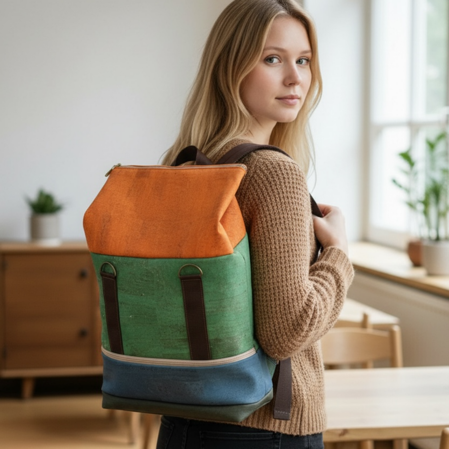 Damenrucksack aus kork Handgefertigter Rucksack aus Kork in Portugal