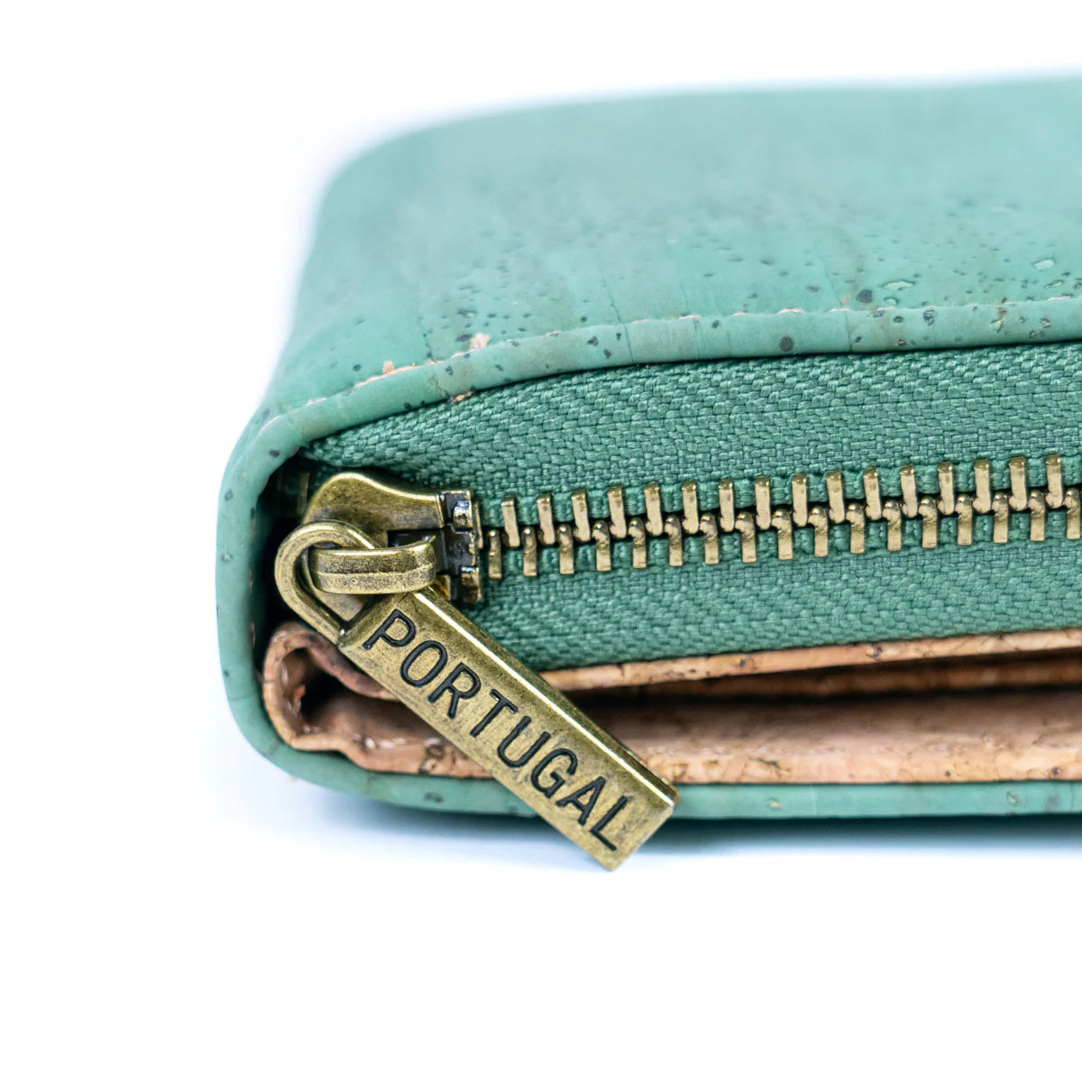 Stilvolle, einfarbige Kork-Damen-Kurzgeldbörse