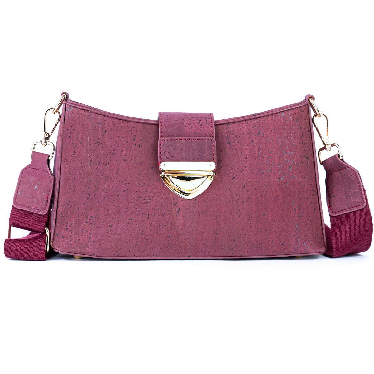 Elegante Kork-Umhängetasche mit goldenem Verschluss und Baumwollriemen für Damen, Modell