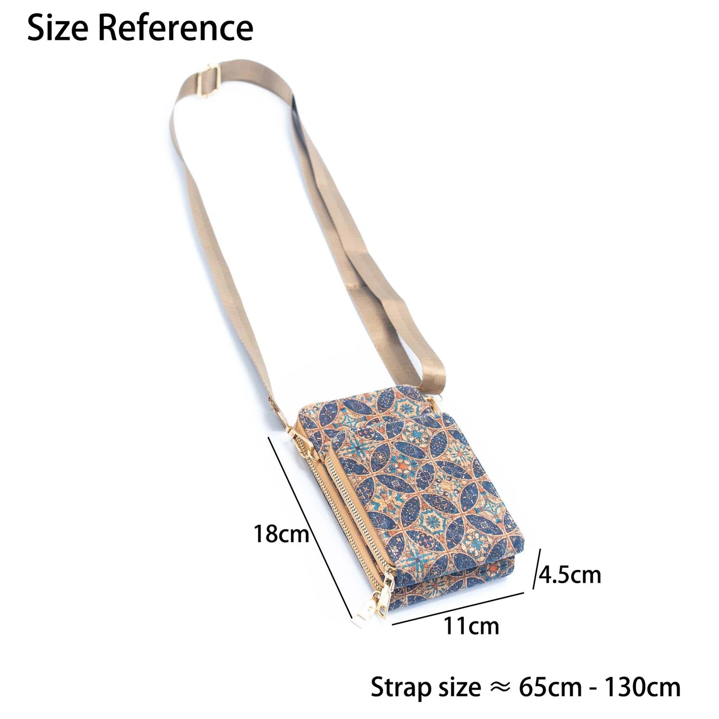 Doppelreißverschluss-Handytasche zum Umhängen aus Naturkork