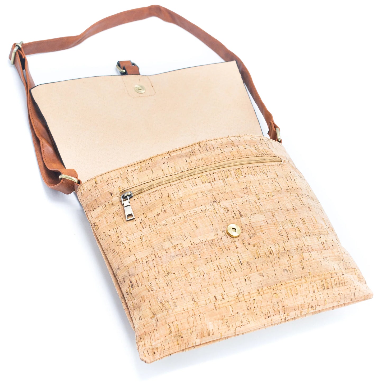 Umhängetasche aus Naturkork mit Mosaik- und Blumendrucken