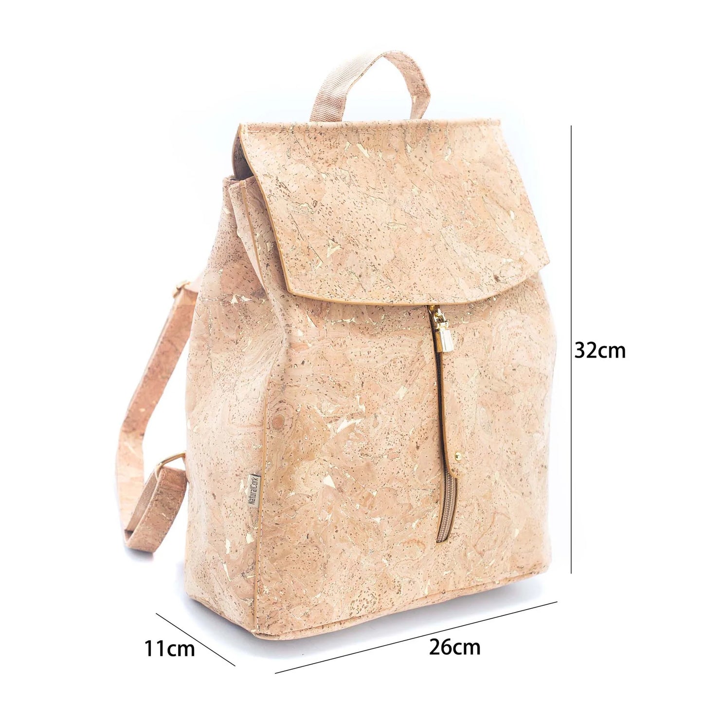 Mädchenrucksack aus Naturkork mit goldenem Kork