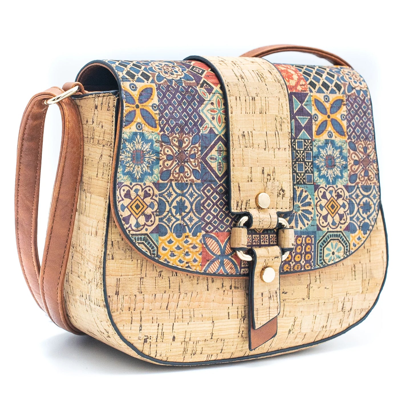 Damen-Umhängetasche aus Kork mit Magnetschnalle