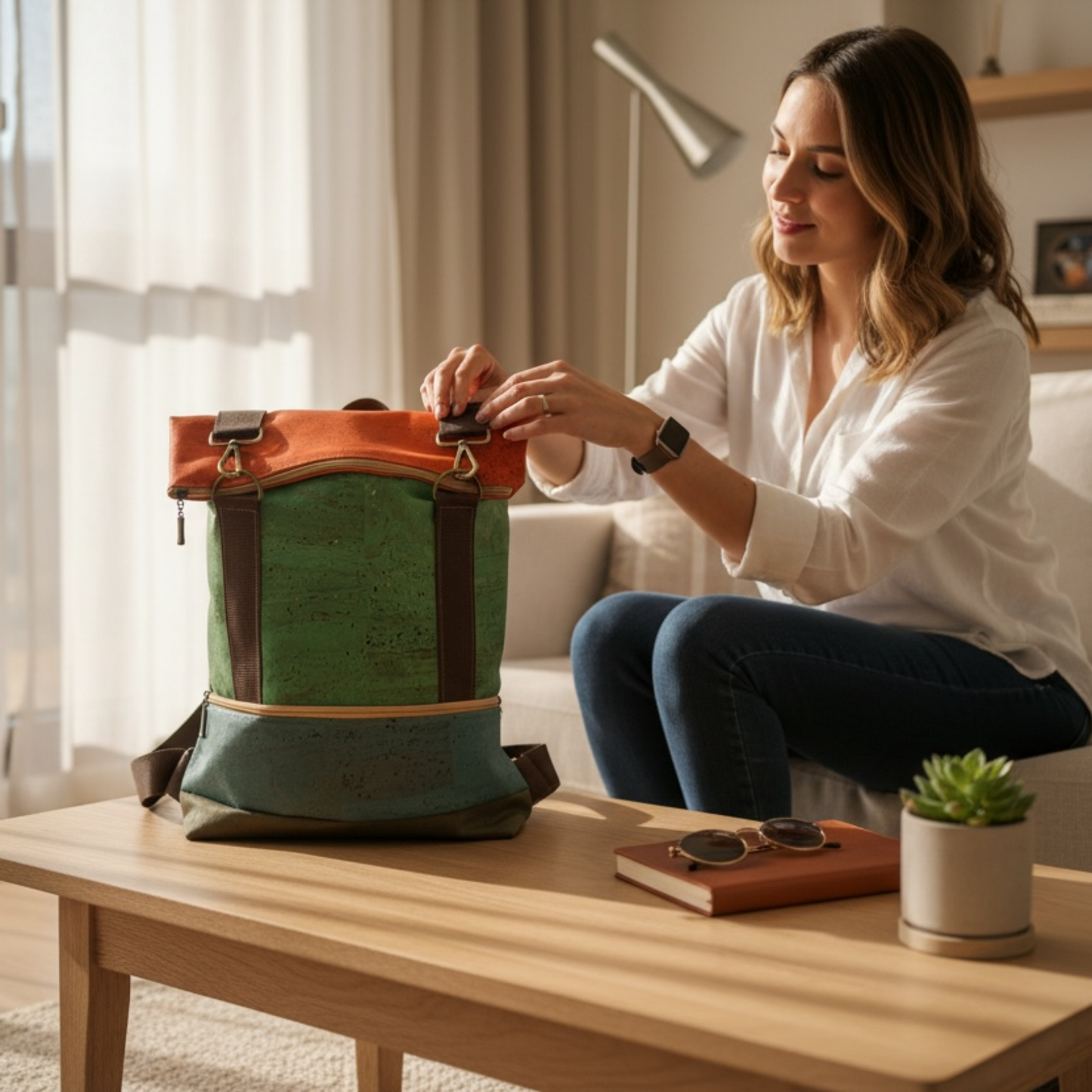 Vegan Handgefertigter Rucksack aus Kork in Portugal