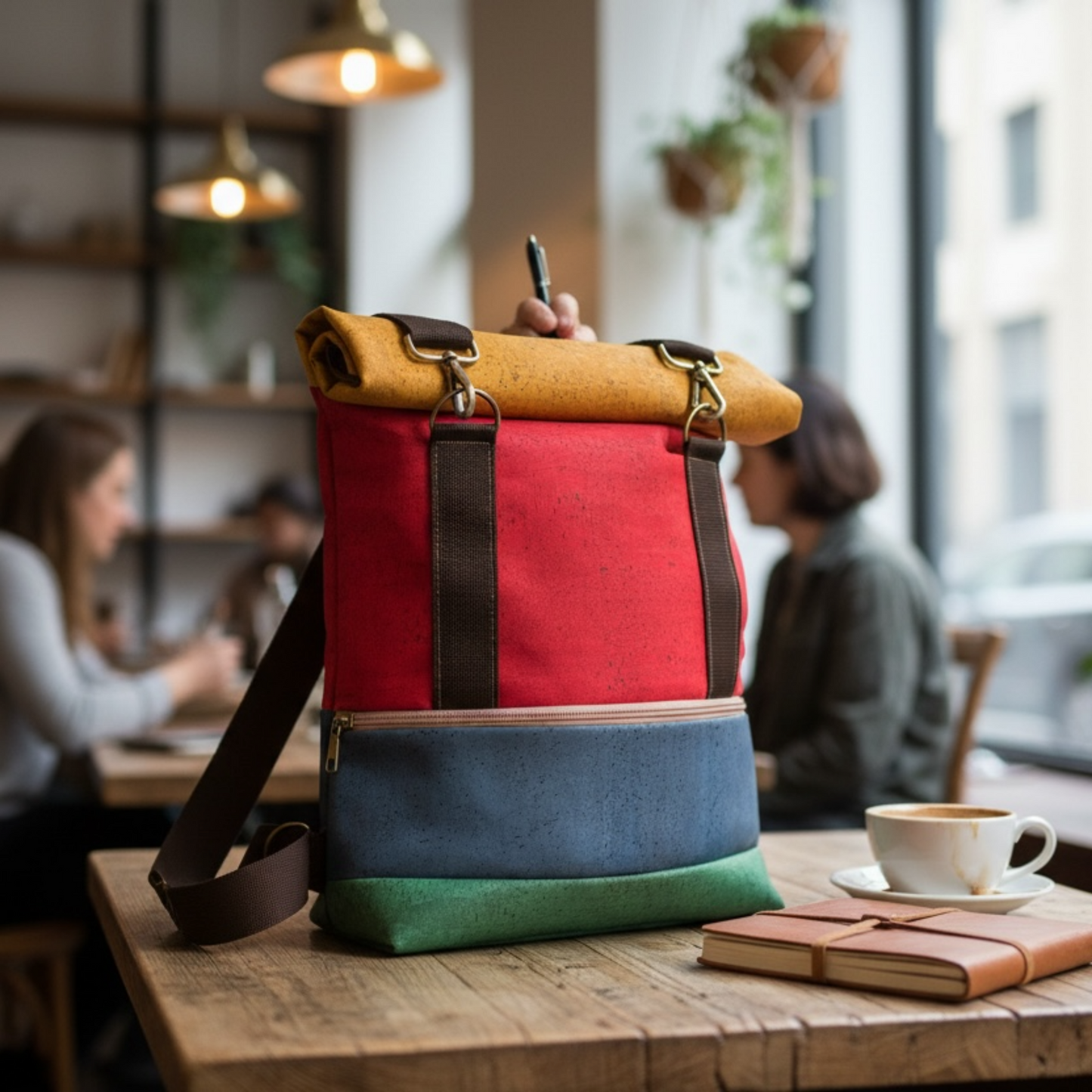 Rolltop Rucksack aus veganem Korkleder