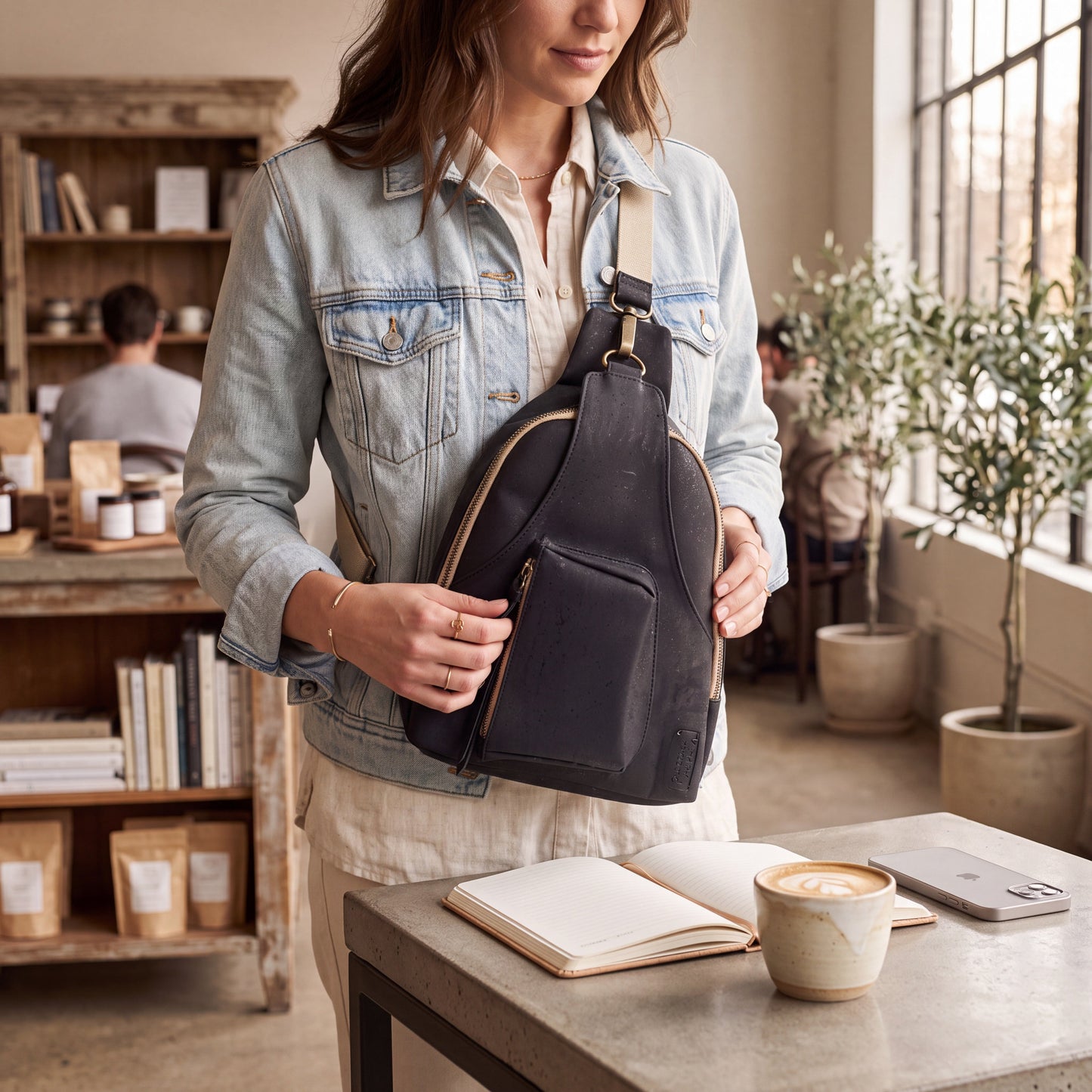 Crossbody Rucksack aus Kork Vegan