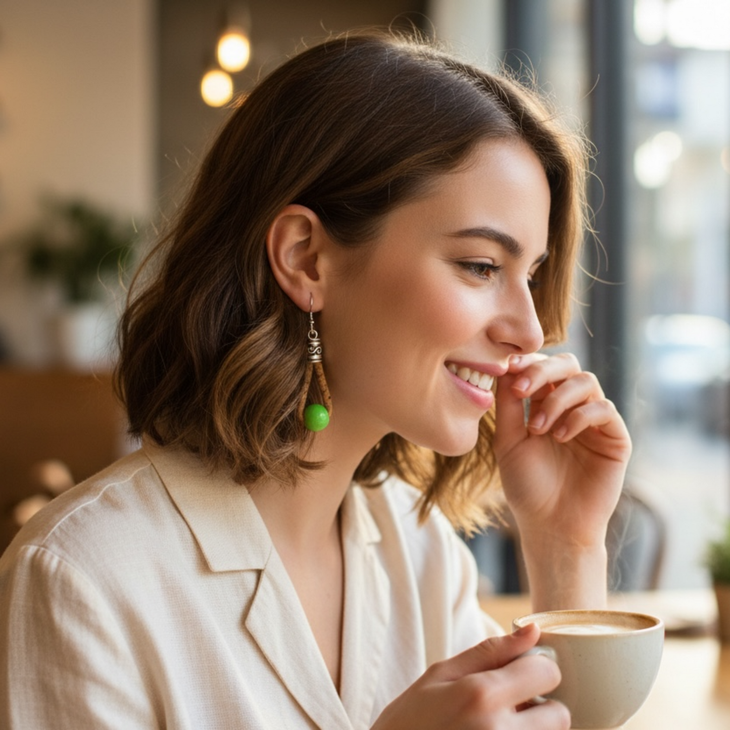 Damenohrringe aus kork_  Hergestellt in Portugal