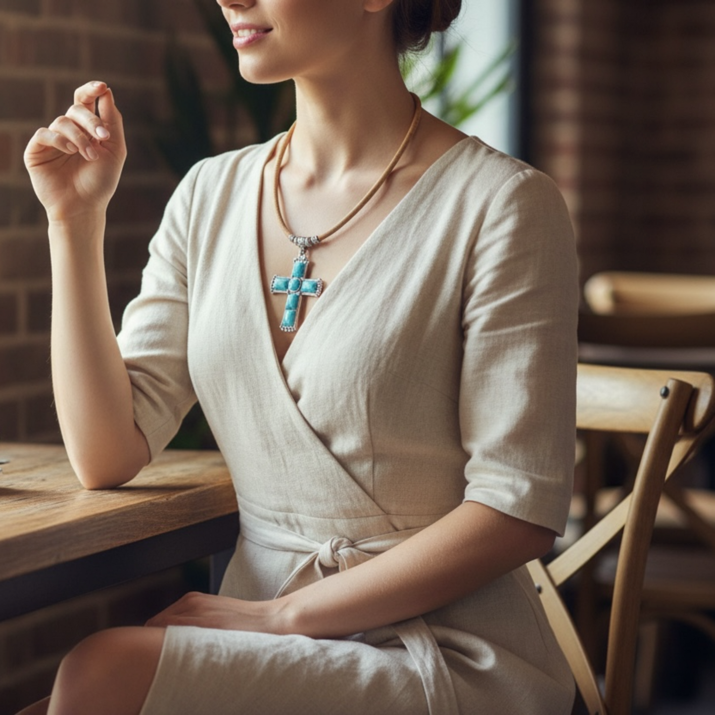 Elegante Damenhalskette aus Kork