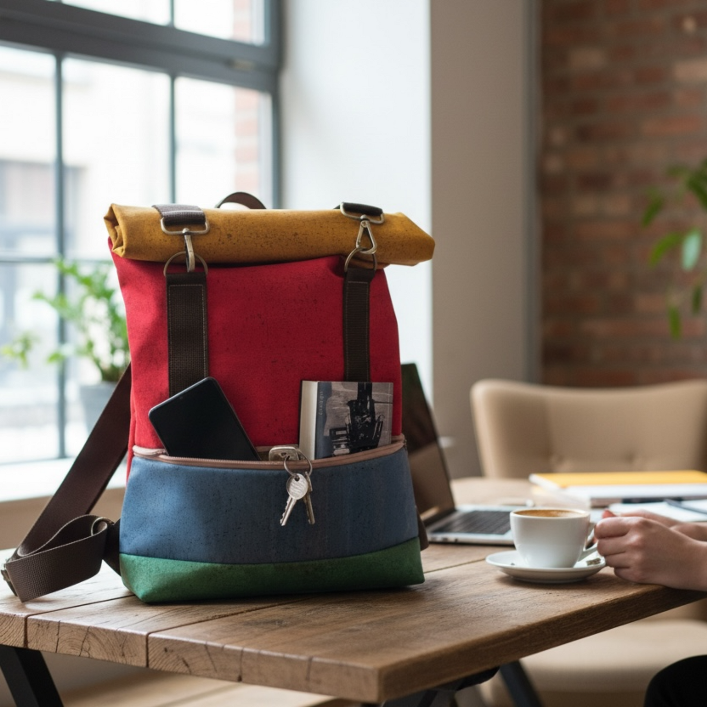 bio Unisex Kork-Rolltop Rucksack