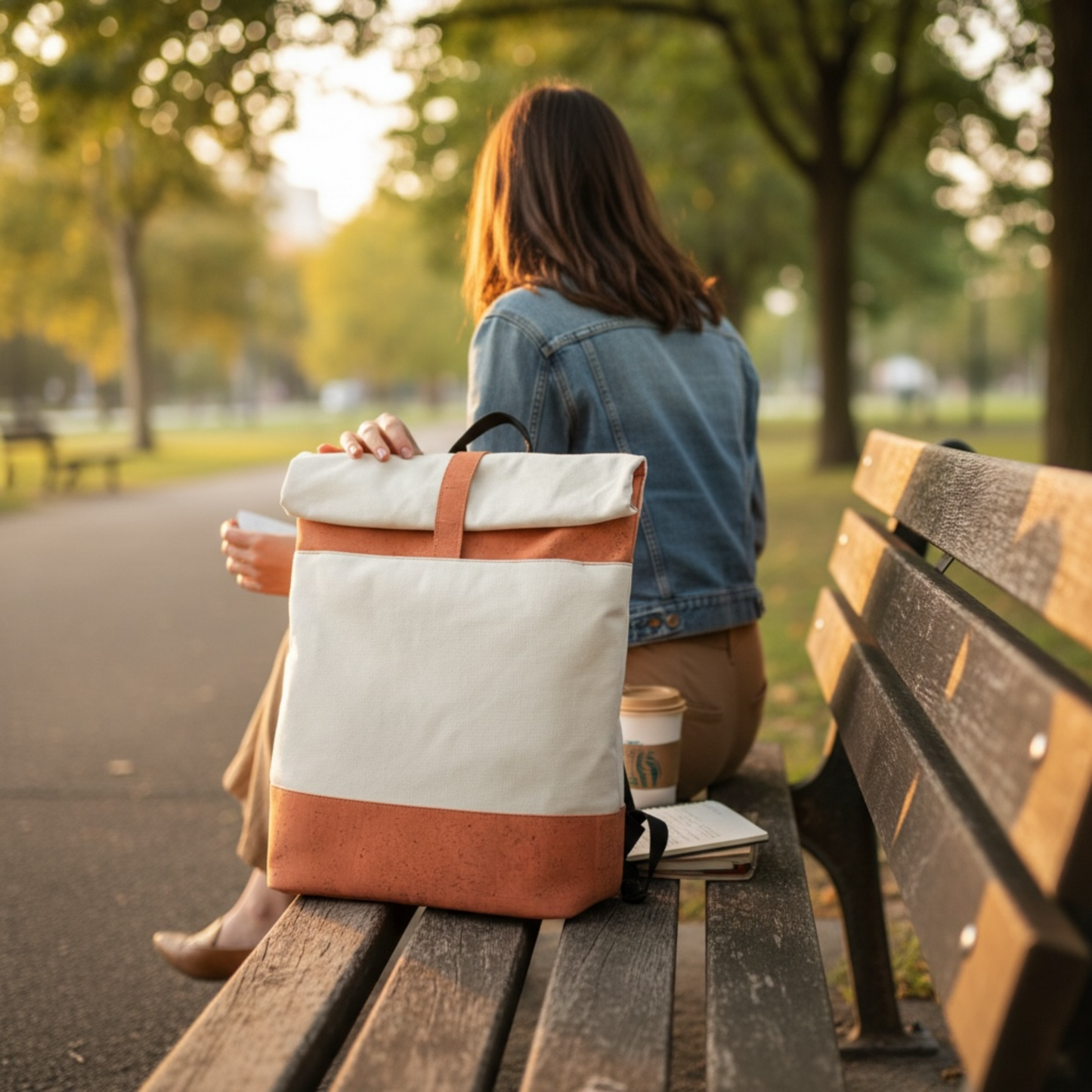 veganer Wickelrucksack aus Kork 