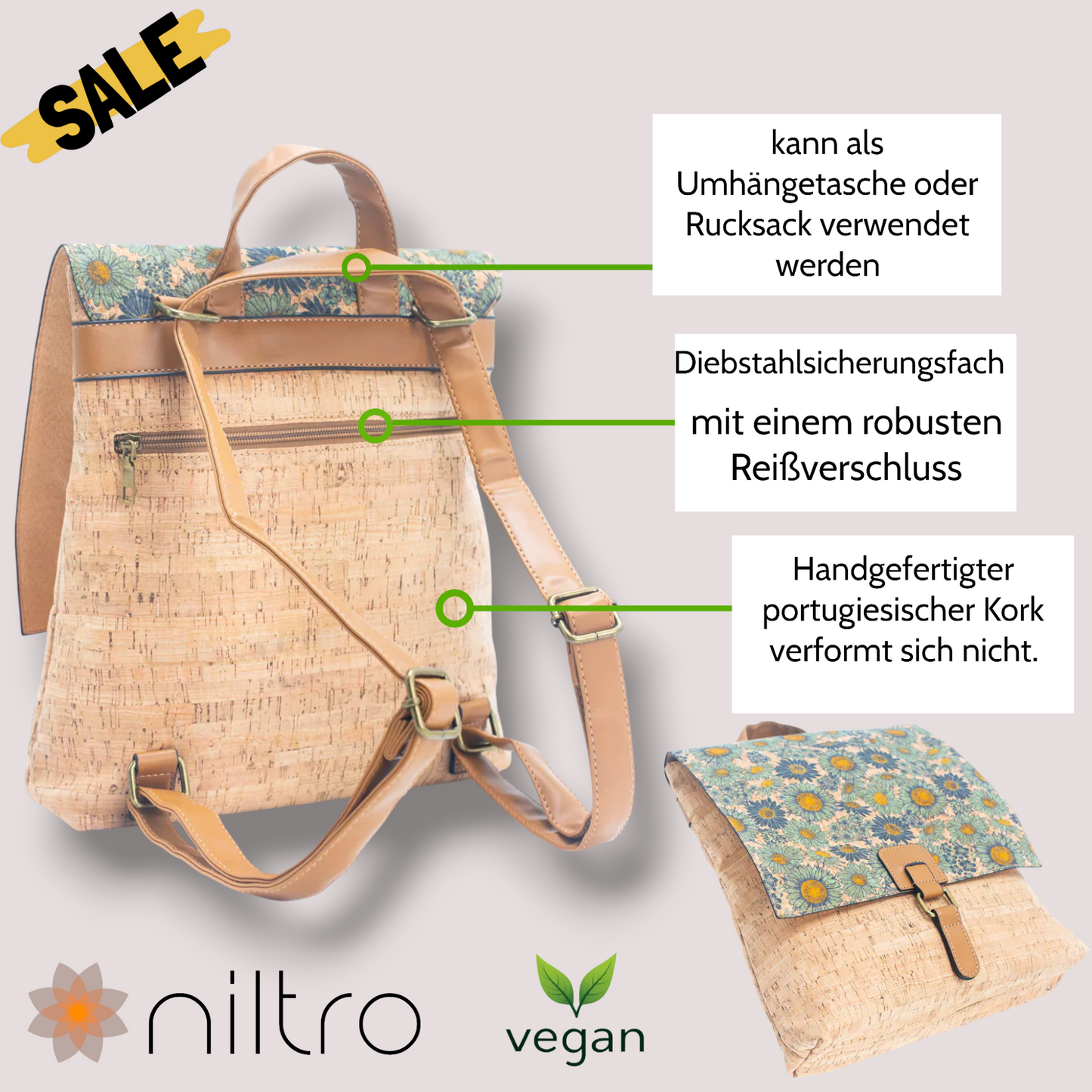 🌱 Hergestellt aus umweltfreundlichem Korkmaterial