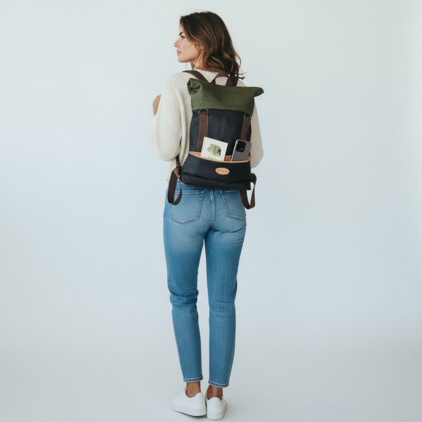 vegan Unisex Kork-Rolltop Rucksack ökologische Verantwortung und funktionales Design 