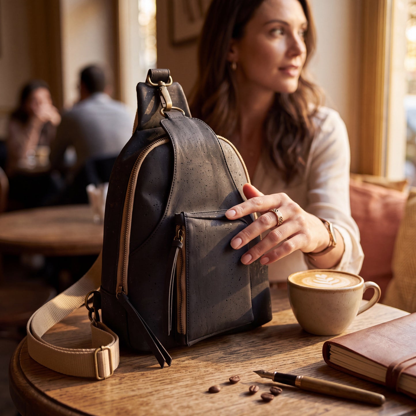 Crossbody Rucksack aus Kork bei niltro