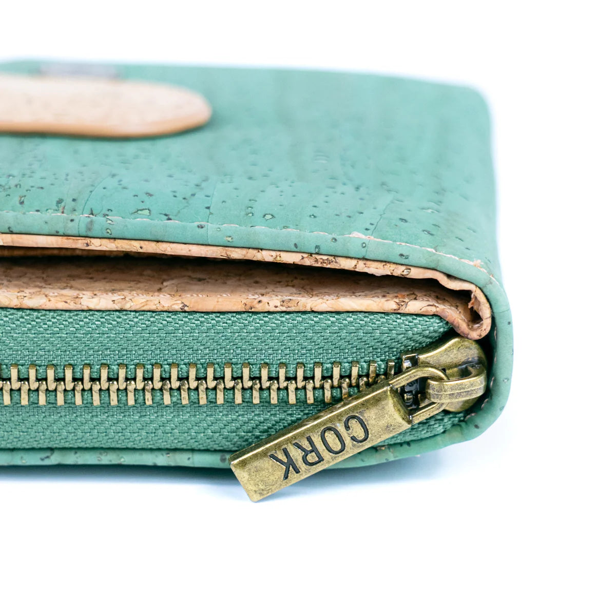 Stilvolle, einfarbige Kork-Damen-Kurzgeldbörse