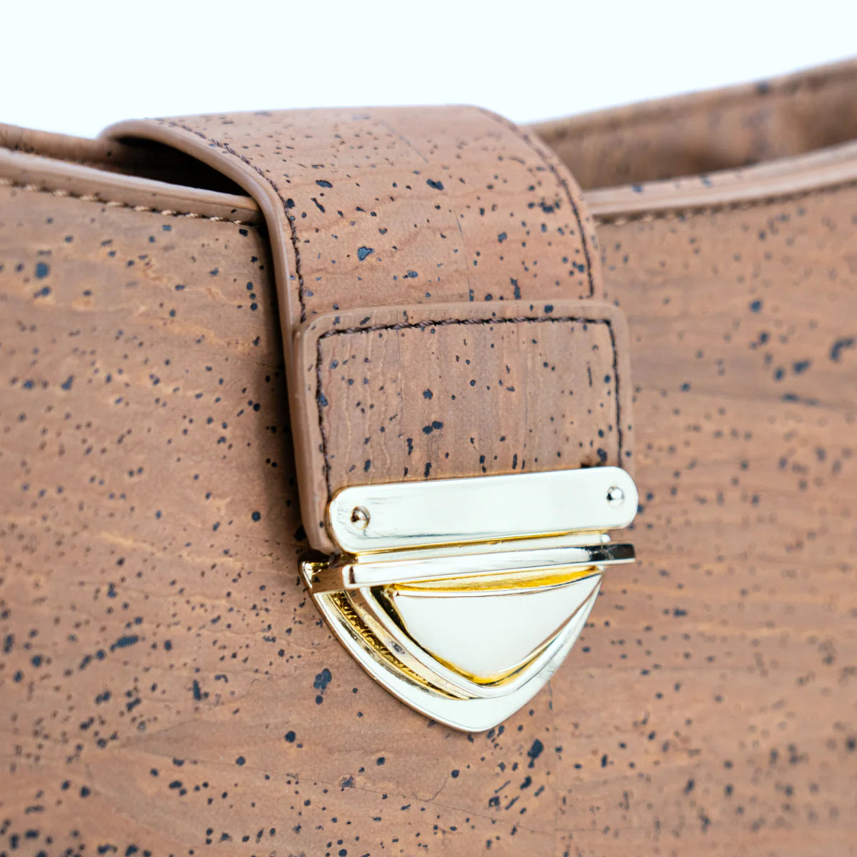 Elegante Kork-Umhängetasche mit goldenem Verschluss und Baumwollriemen für Damen, Modell