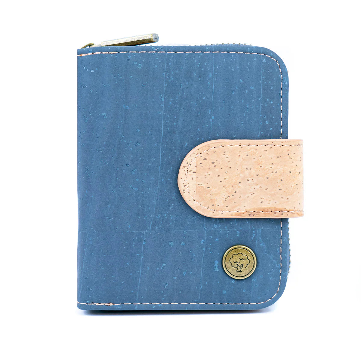 Stilvolle, einfarbige Kork-Damen-Kurzgeldbörse