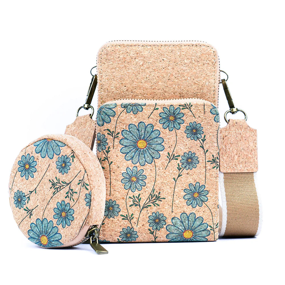 Handytasche aus Naturkork mit Print, doppellagig