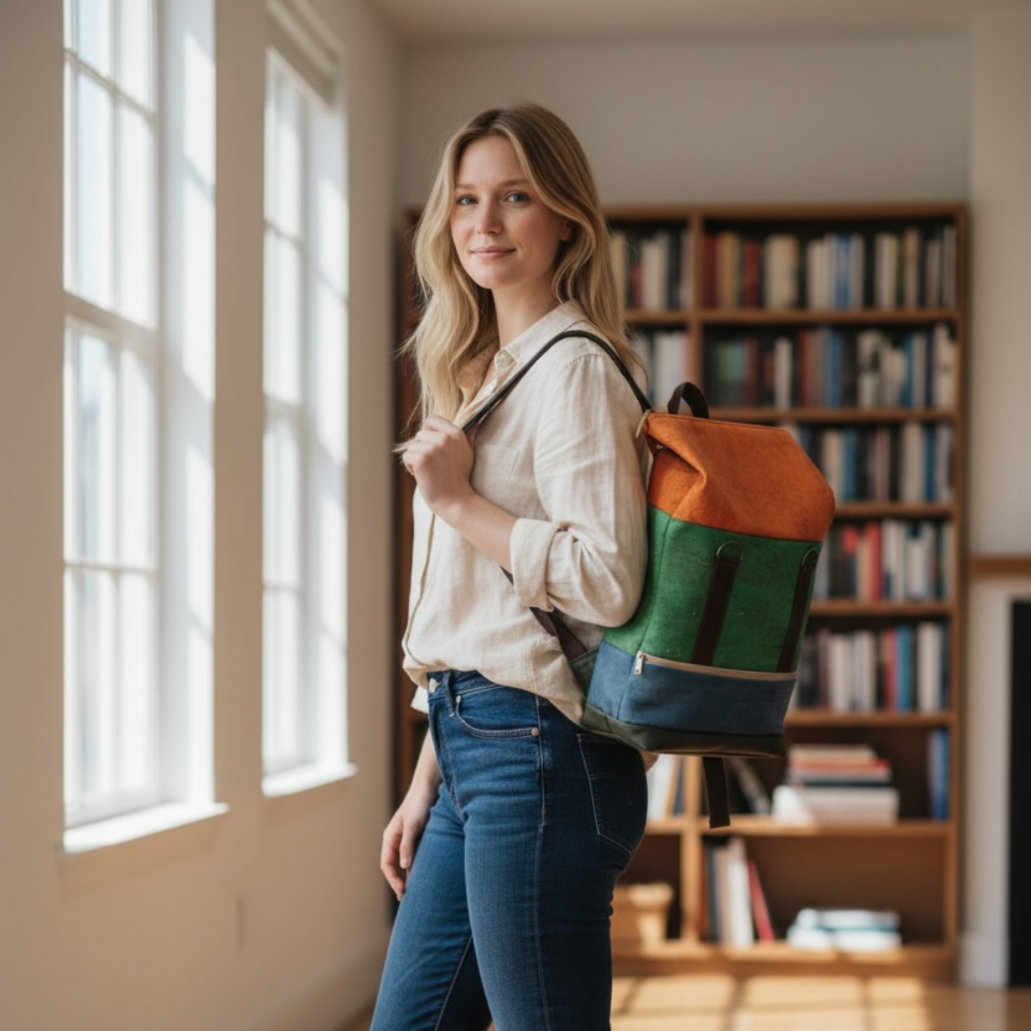 Vegan kork Rucksack. Handgefertigter Rucksack aus Kork in Portugal