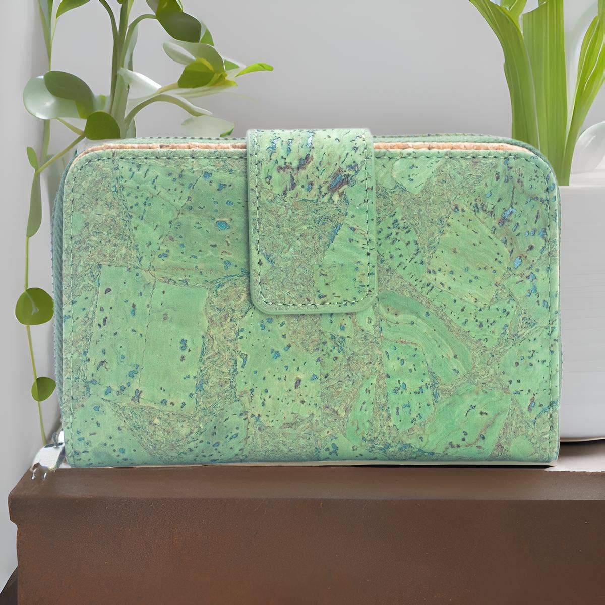 Damenbrieftasche aus Naturkork mit Anti-RFID-Schutz