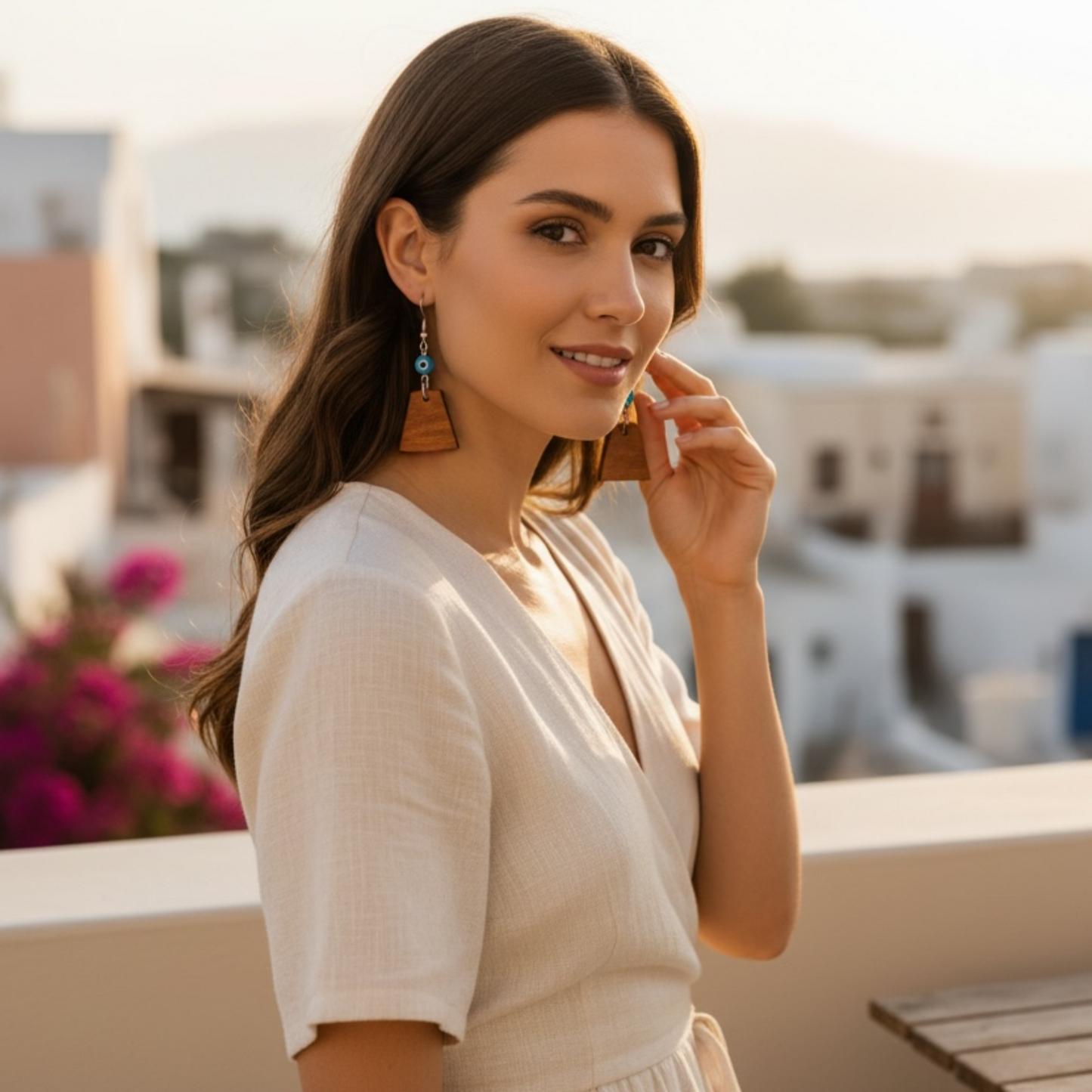 Handgefertigten Ohrringe aus blauem Korkseil