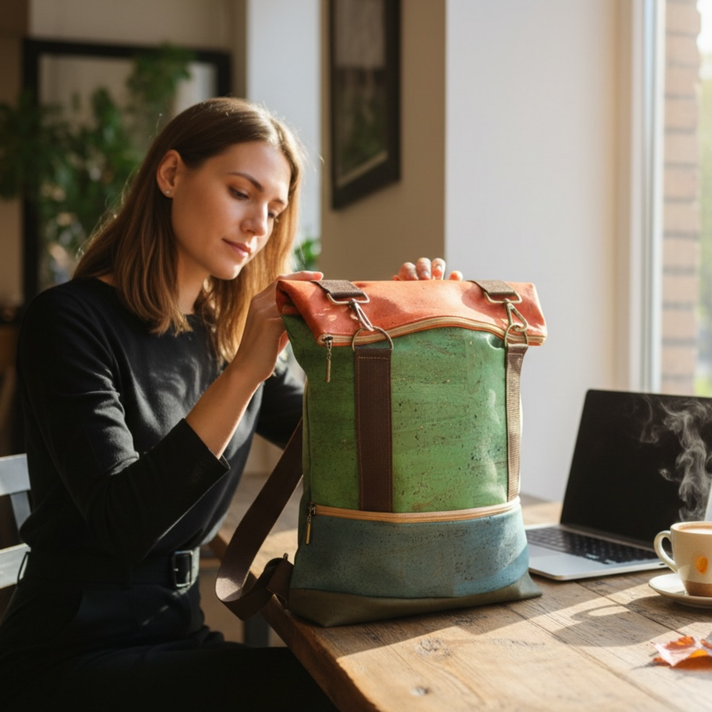 Handgefertigter Rucksack aus Kork
