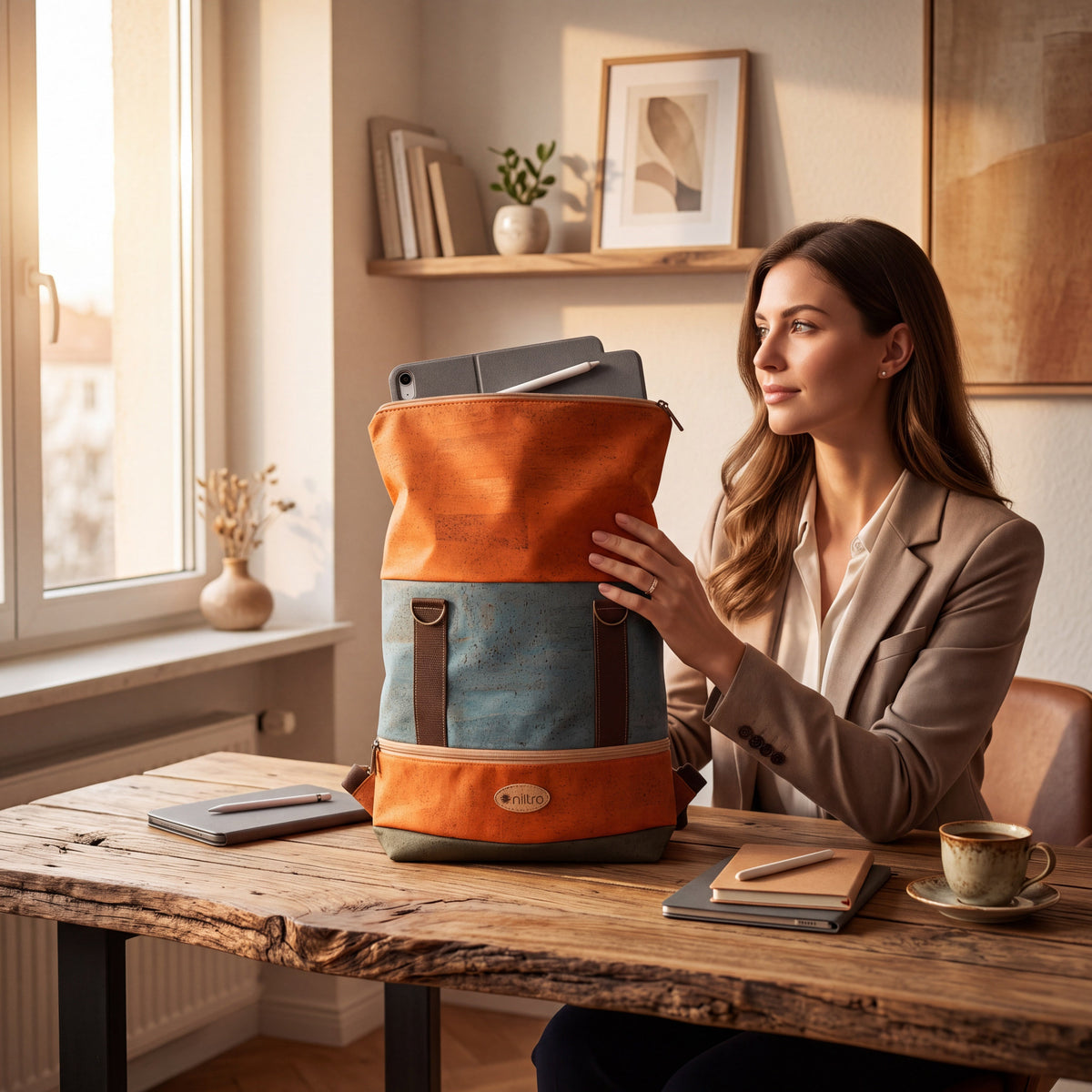 Aus premium Korkmaterial gefertigt, bietet dieser vegane Rucksack außergewöhnliche Robustheit und Langlebigkeit für anspruchsvolle Alltage. 